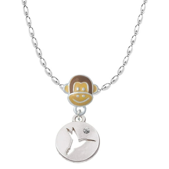 Delight Jewelry Silvertone Hummingbird Disc Mia Monkey Charm Necklace