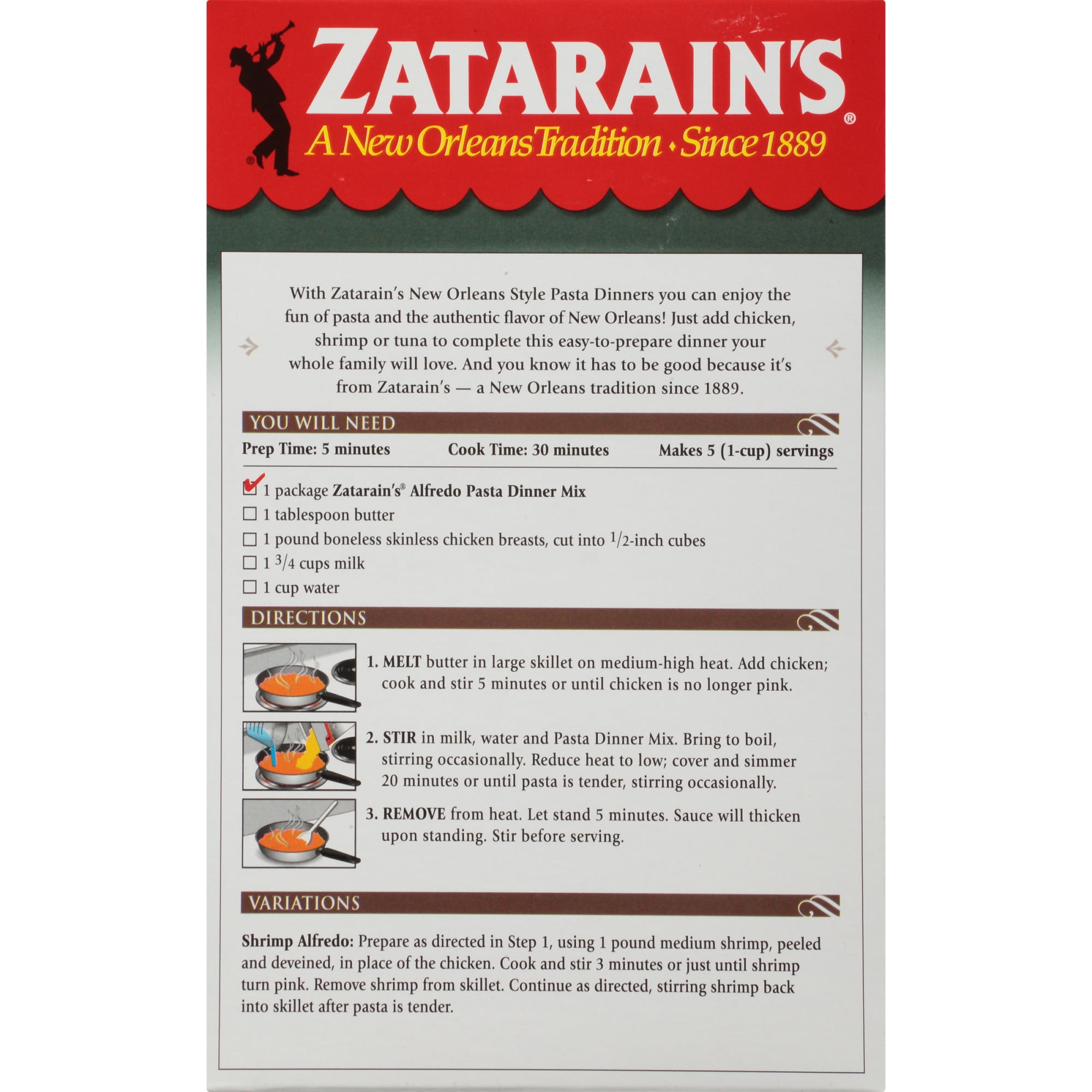 Zatarain's® New Orleans Style Shrimp Alfredo Pasta Frozen Meal, 20