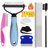7 Pack Pets Grooming Brush Comb Kit,Double-Side Deshedding Dematting Dog Brush,Undercoat Rake for Dogs & Cats