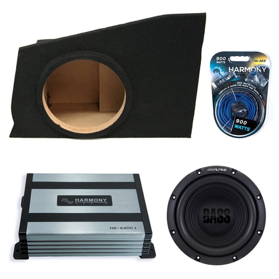 Harmony Audio Alpine fits 10-15 Chevy Camaro Driver Side W10S4 Single 10" Subwoofer 250W Sealed Sub Box | HA-A400.1 Amplifier, 8GA Amp Kit