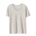 thumbnail image 2 of Helii White Womens Tops Women's V Neck Half Sleeve Solid Casual Loose Fit Basic T-Shirt Top for Women, 2 of 6