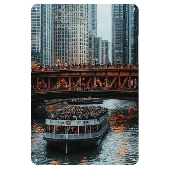 City Floating Shadow" Iron Wall Art Sign - 8x12 Inch, Perfect for Home, Bar, Cafe & Garage Decor