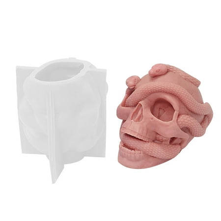 

Viugreum Silicone Mold for Making Snake Skulls | Halloween Candle Resin Molds | Skull Head Fondant Silicone Molds for Cakes Soaps Resin Crafts Aromatherapy
