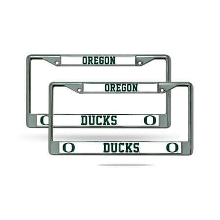 - Oregon Ducks NCAA Chrome Metal (2) License Plate Frame Set
