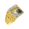 thumbnail image 4 of RYLOS Mens Rings 14K Yellow Gold Rings Lucky Nugget Horse Head 6X4MM Gemstone & Genuine Diamond  Ring  Green Sapphire September Birthstone Rings For Men, Men's Rings, Gold Rings Sizes 8,9,10,11,12,13, 4 of 7