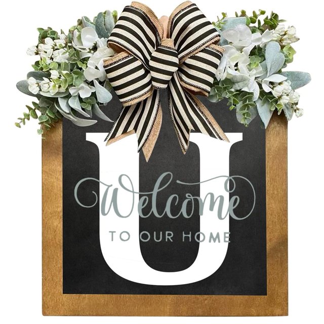 LCXmlly Guirlande de Porte Ferme Bienvenue Couronne de Porte d'Entrée avec Design Alphabet Sans Bavure