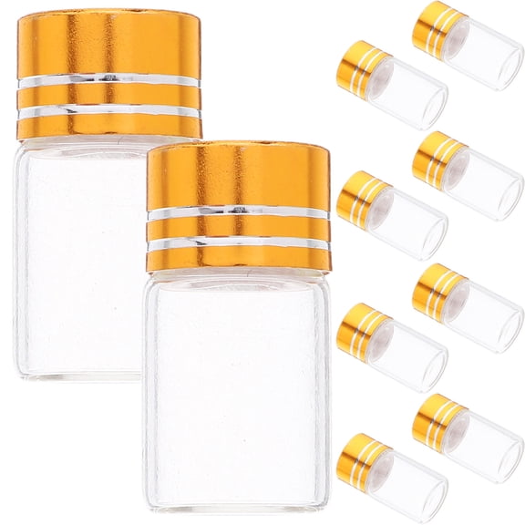 FELTECHELECTR Glass Cosmetic Containers Vial Bottles Golden Glass 50 Pcs Leakproof Seal