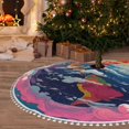 thumbnail image 6 of Rocae Colorful Whimsical Earth for Christmas Tree Skirt with Pom Pom Trim for Holiday Party for Holiday Home Decor Indoor Outdoor-48", 6 of 7