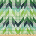 thumbnail image 2 of Ambesonne Chevron Fabric by the Yard Microfiber, Modern Herringbone Spots, 5 Yards, Seafoam Green and Dark Blue, 2 of 2