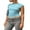 Blue, variant on Women Backless Short Sleeve Crop Top T-Shirt Summer Slim Fit Cut Out Multi Way Wear Casual Tees