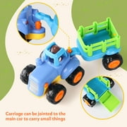 Coogam Friction Powered Cars Construction Vehicles Baby Toy Set Push and Go Car Tractor for 1 Year Old Boy(4 Pack)