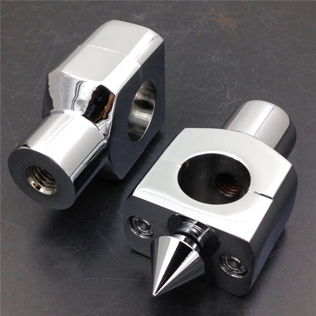 AGR Black 1" Spike Handlebar Risers – Fits Harley, Yamaha, Honda, Suzuki, Kawasaki (Billet Aluminum)