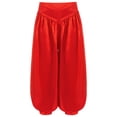 thumbnail image 3 of TiaoBug Girls Wide-Leg Bloomer Palazzo Pants Dancewear Belly Dance Bottoms Tribal Arabic Trousers Red 6, 3 of 7