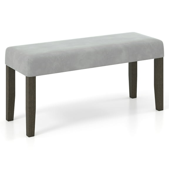 Gymax Upholstered Bedroom Bench w/Padded Seat & Solid Wood Legs for Dining Room
