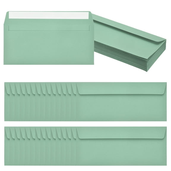 Uxcell 60 Pack Grass Green #10 Business Envelopes, Colored Self Seal Letter Size