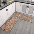 thumbnail image 3 of Bohemian Brown Geometry Rugs and Mats Non Skid Washable Absorbent Microfiber Soft Kitchen Mat for Floor Set Of 2 Decor Stain Resistant 17"x47"+17"x30", 3 of 7