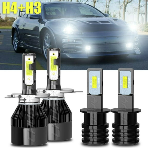 6000K LED Headlight High/Low Beam Fog Light Kit For 1997-2002 Mitsubishi Mirage