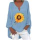 thumbnail image 1 of Camiseta suelta estampada a la moda para mujer Blusa de manga larga con cuello en V Tops casuales Pompotops  FGAJ3912, 1 of 5