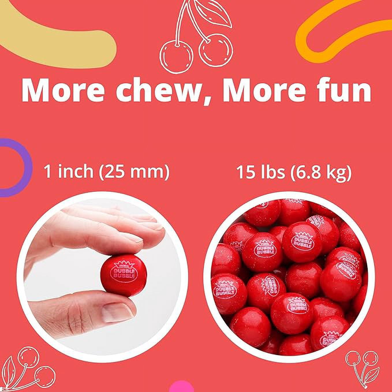 Gumballs for Gumball Machine - 1 Inch Large Gumballs - Cherry Flavored Bubble Gum Red Gumballs - 15 Lb Large Gumballs Bulk Box - 850 Pcs Gumball Machine Refills - Kids Gum - Gum Balls