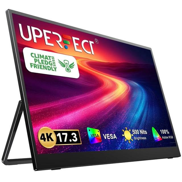 Monitor de Computadora UPERFECT 4K Truely UHD IPS con FreeSync y Adobe RGB, Brillo 500 Nits HDR, 17.