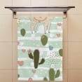thumbnail image 4 of Coolnut Fingertip Hand Towels, Set of 2 Pcs Alpaca with Cacti Hearts and Dots Absorbent Face Bath Towels for Bathroom Kitchen, 30"x15", 4 of 6