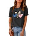 thumbnail image 4 of ABPHQTO Camiseta de manga corta con estampado de corazón de leopardo y rayas de estrellas negras para mujer, 4 of 5