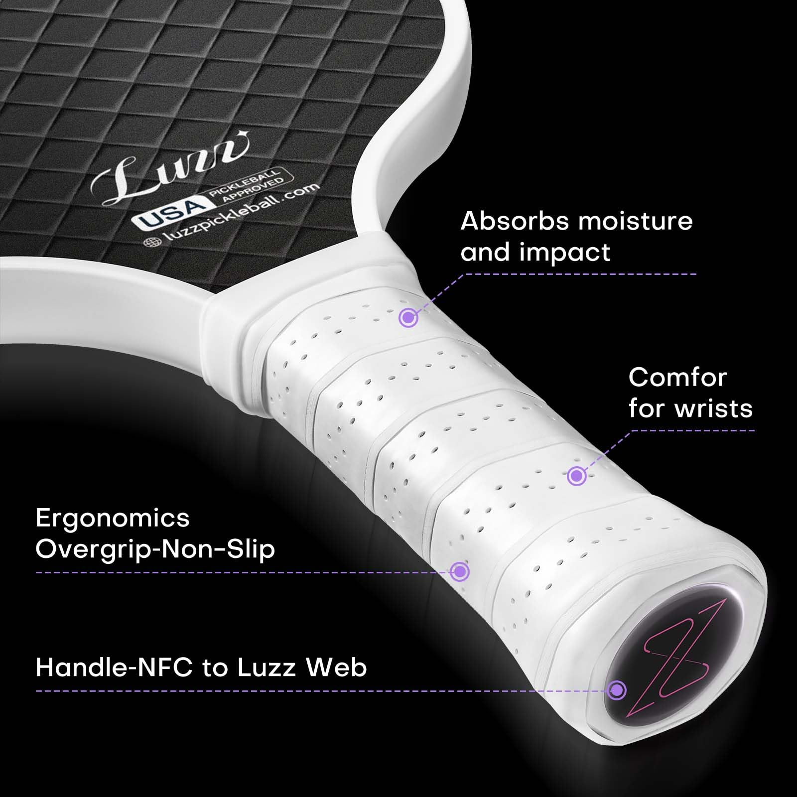 Luzz Carbon Fiber Pickleball Paddle, 16MM Sandblasted photo 4