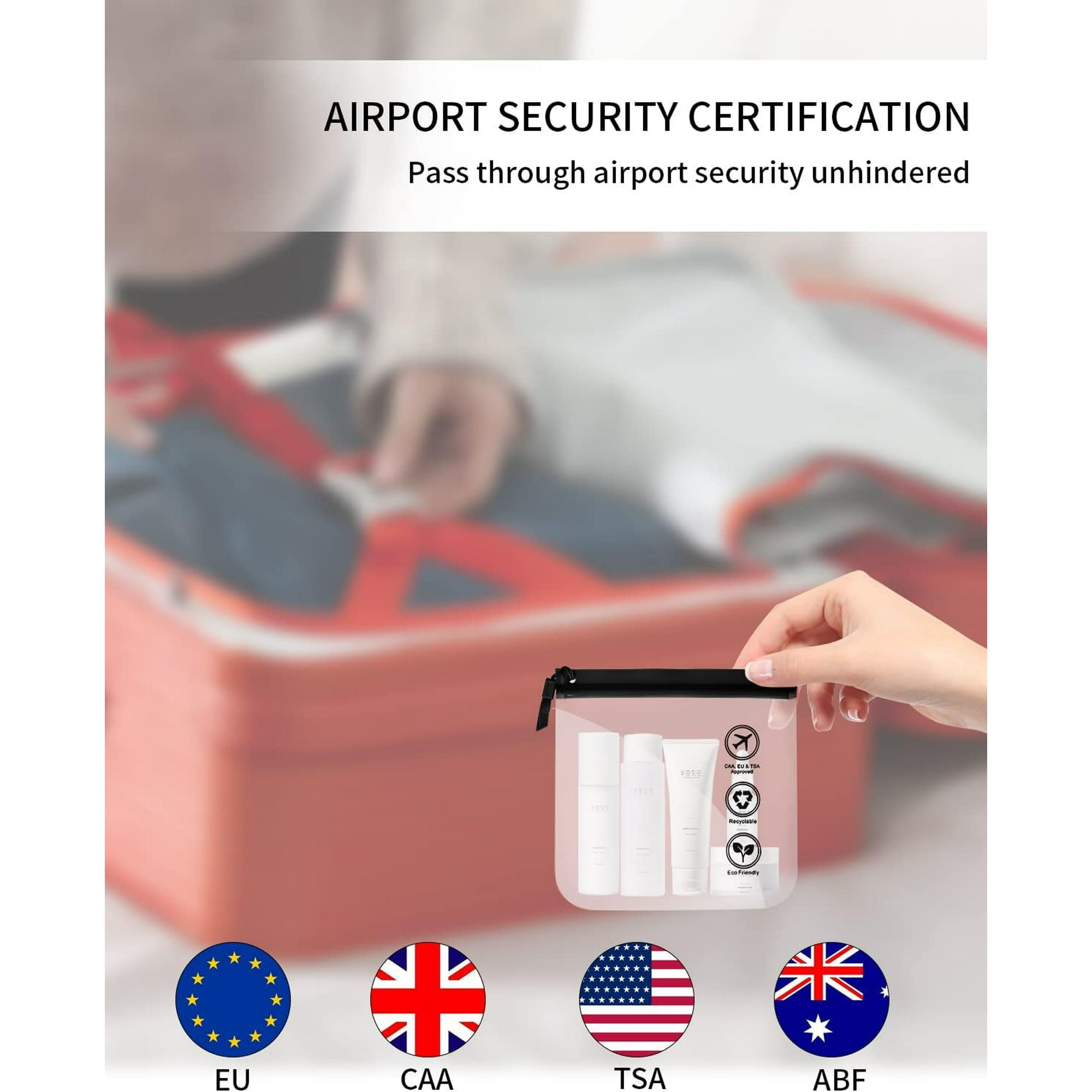 10 Sacs de Toilette Transparents 20 20CM Etui de Transport Liquide Avion Etui de Voyage Transparent Sac de Toilette de Voyage pour Femmes et Hommes