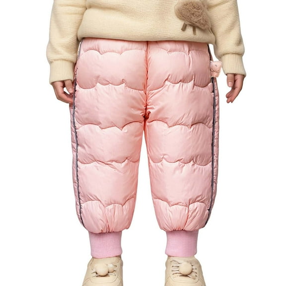 TBWNWG Girls Down Silk Thermal Pants Winter Warm Insulated Trousers For Toddlers And Soft Lightweight Cold Weather Size 4-5 Years