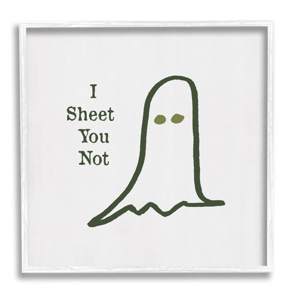 Stupell Industries I Sheet You Not Ghost Graphic Art White Framed Art Print Wall Art, Design by Lauren Rader