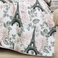thumbnail image 6 of 2/3 PCS Kids Bedspread Set Eiffel Tower & Floral Paris Design, Reversible Quilt with Pink Back, 6 of 7