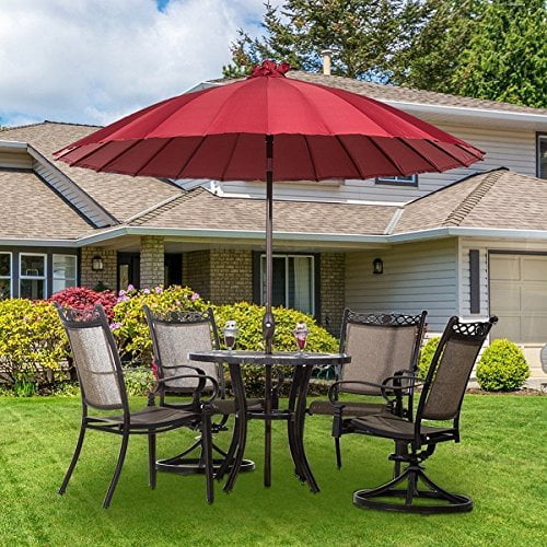 Abba Patio 8.5-Ft Round Parasol Patio Umbrella with Push Button Tilt and  Crank, 24 Steel Wire Ribs, UV Resistant Fabric, Red - Walmart.com
