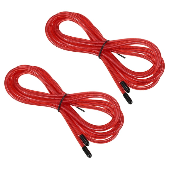 Uxcell 10Ft Speed Jump Rope Replacement Cable 4.5mm Professional Skipping Rope Replacement Red 2 Pack