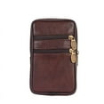 thumbnail image 4 of Men Genuine Leather Waist Pack Bag Double Zipper Cell Mobile Phone Case, 4 of 6