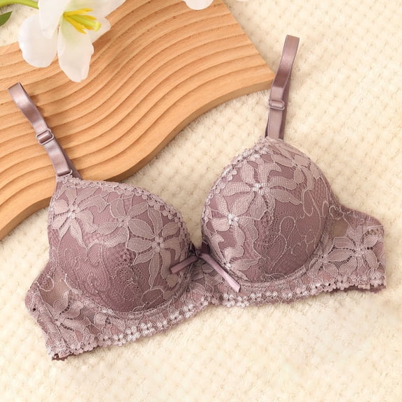 Long Sports Bras for Women Womens Lace Underwire Bra, Push up Full Cover Soft Comfortable Support Bras for Everyday Wear Coffee XL