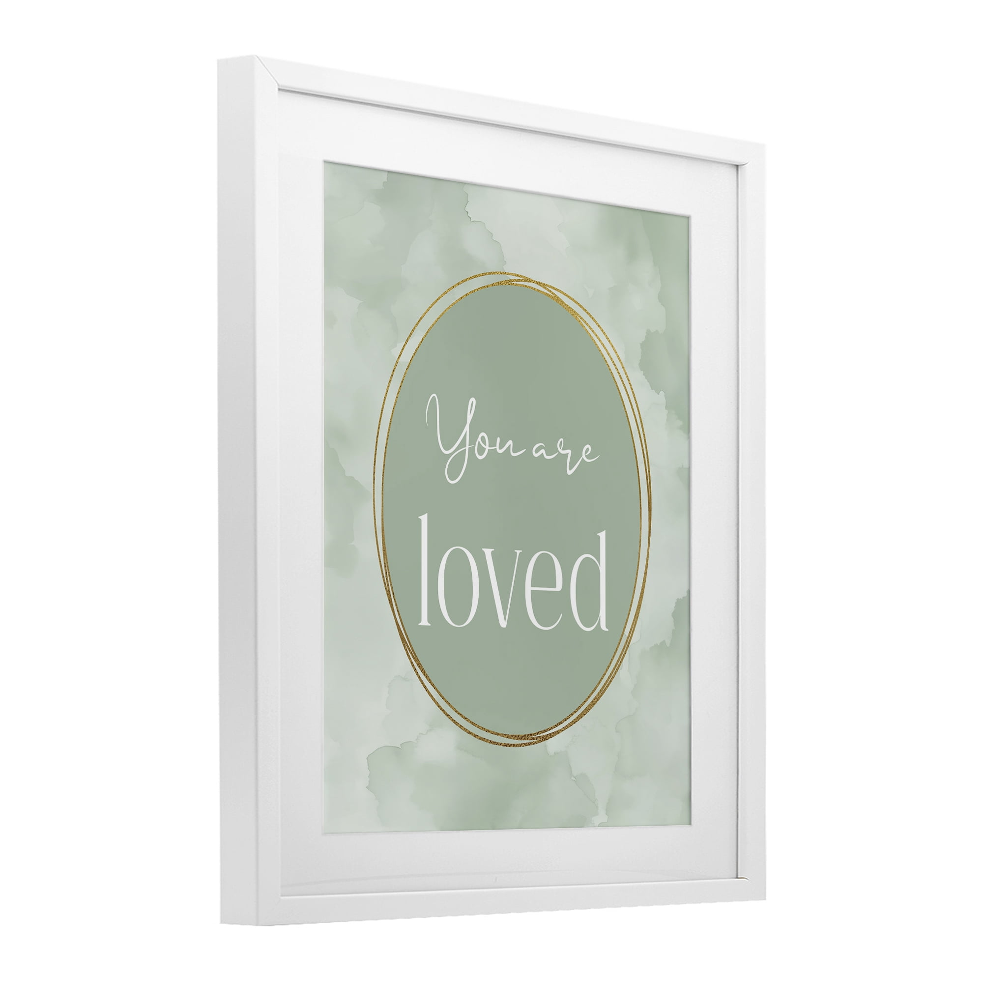 Stupell Industries Green Golden Affirmation White Framed Print Under Glass, design by Christine Simpson Art