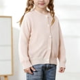 thumbnail image 2 of Miluxas Girls Crewneck Cardigan Sweater Kids Long Sleeve Button Knit Tops Outwear Bolero Shrug Cropped Tops Beige 2-3 Years, 2 of 7