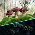 thumbnail image 6 of 3-Pack Red Glow-in-The-Dark Mushroom Figurines, Waterproof Resin Miniature Statues with Landscaping Stakes, Garden decorations Outdoor for Fairy Gardens, Patios, Yard Landscaping, 6 of 9