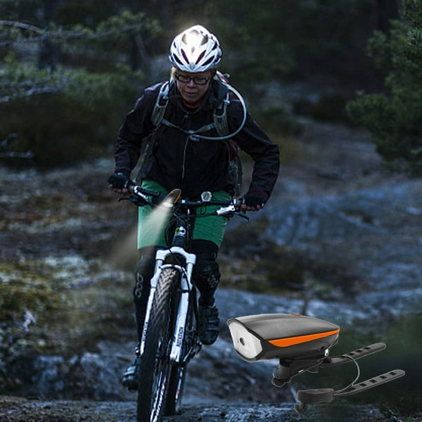 Luz LED con claxon de 120dB - Faro recargable por USB, 5 modos, impermeable IP44, fácil instalación para bicicletas de carretera - Negro, Rosa, Rojo, Azul, Verde, Naranja