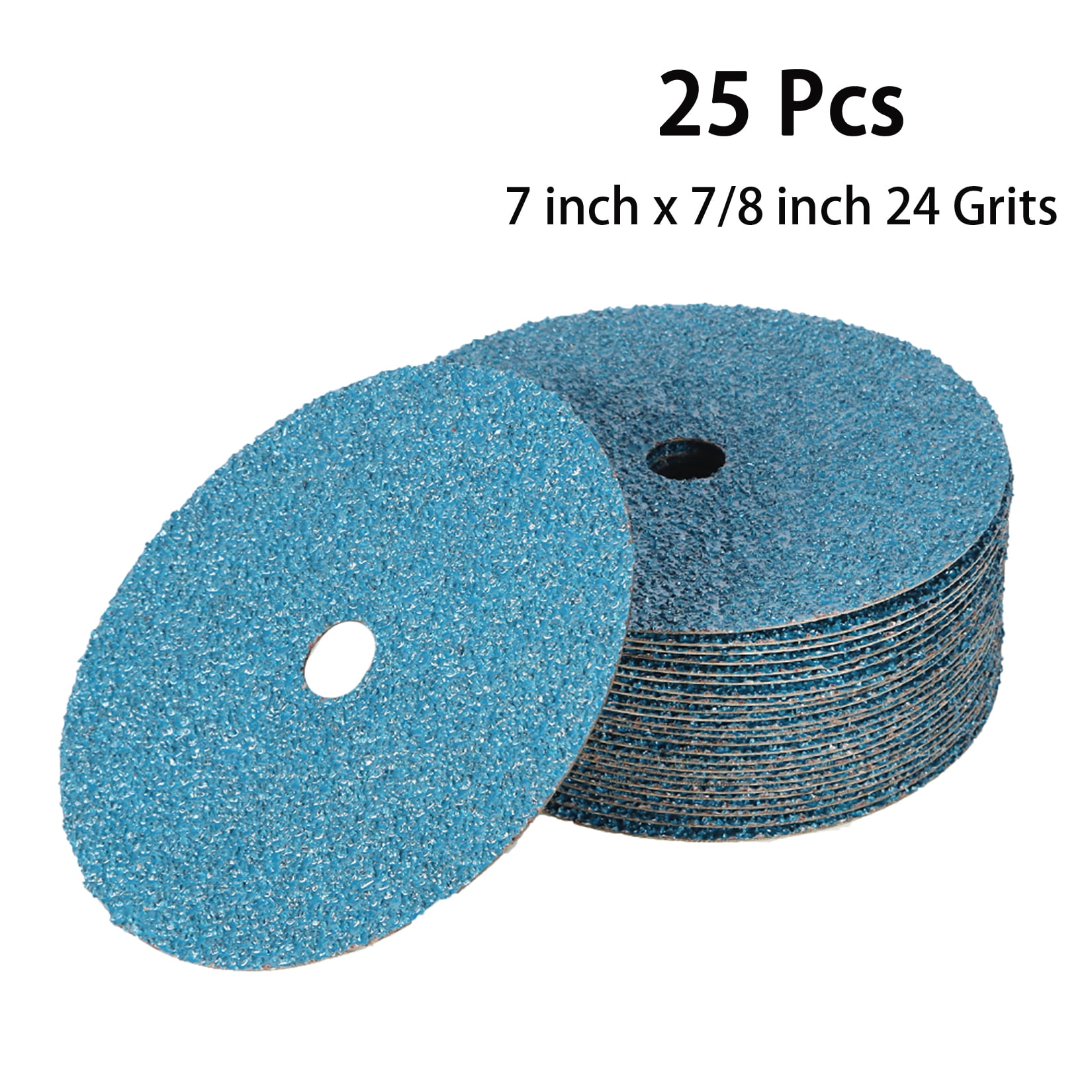 25 Pack 7 inch x 7/8 inch 24 Grits Aluminum Oxide Resin Fiber Grinding
