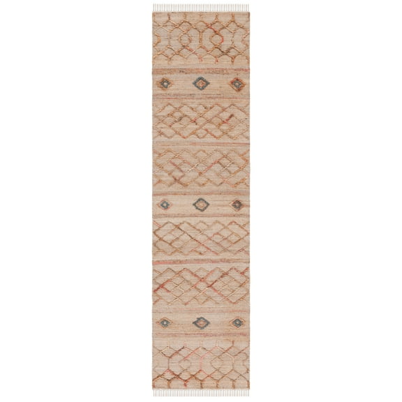 SAFAVIEH Natural Fiber Courtney Geometric Runner Rug, Natural/Rust, 2'3" x 9'