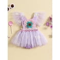 thumbnail image 2 of Biekopu Baby Girls Romper Dress, Sweet Fly Sleeve Flower Tie-up Tulle Bodysuit Summer Clothes, 2 of 9