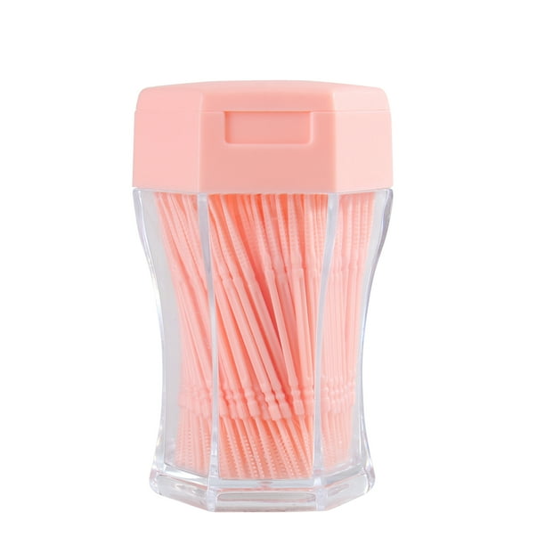 EeaseMX 200 palillos de dientes de doble cabeza de plástico para el cuidado bucal, limpiadores de hilo interdental (rojo sandía)