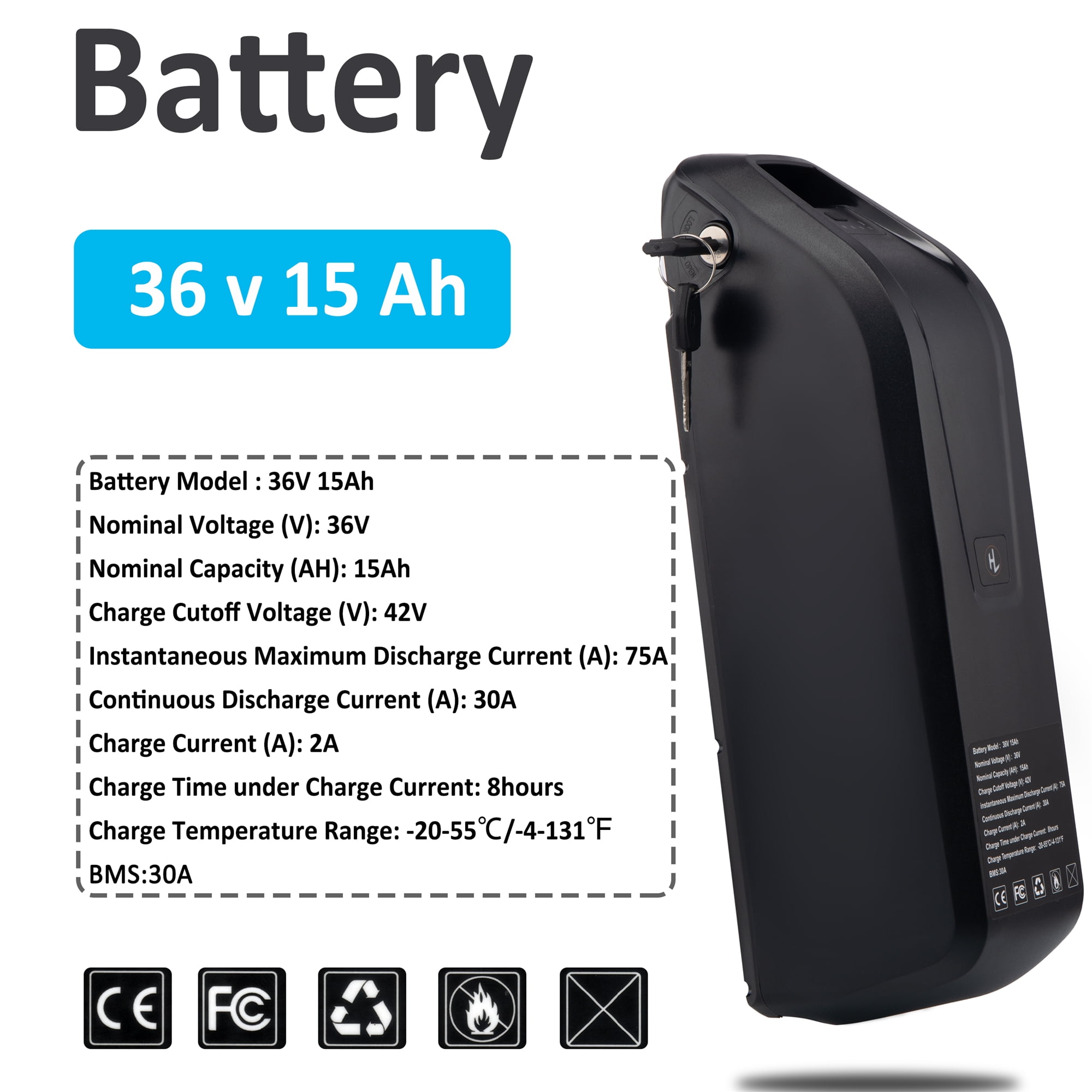 5Prong 36V 15AH Ebike Battery Scooter Lithium Battery 36V Battery 1000W for Adult Electric Bike