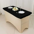 thumbnail image 2 of Balsa Circle 4 feet Black Fitted Spandex Rectangular Table Top Cover Wedding Catering Home Dining Party, 2 of 8