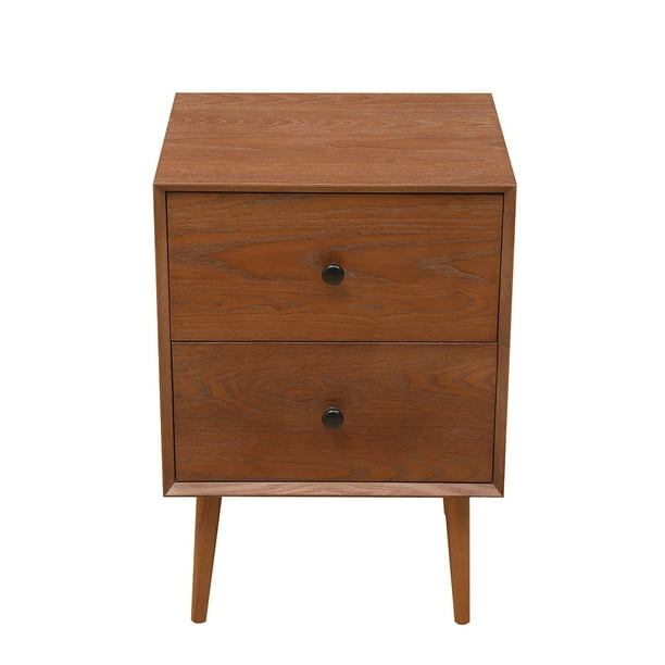 Mid Century Modern Style 2 Drawer Nightstand Home Bedroom Bedside Table Desk Household Furniture Walmart Com Walmart Com