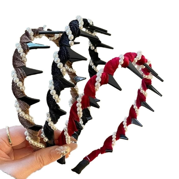 Vintage High-Cranium Design, Non-Slip Feature, Versatile Style, Artificial Pearls, Decorative Hair Band (Fashionable Hair Accessory & Gift) for Parties & Weddings.