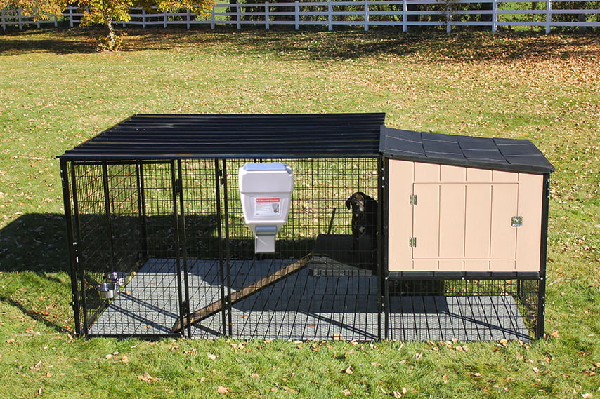 4 X 4 K9 Kennel Castle House With 4 X 12 Run with Metal Cover-Basic 
