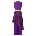 thumbnail image 2 of renvena Tunique de Danse Asymétrique pour Femmes Sans Manches avec Patchwork Métallique Ample Violet m, 2 of 7