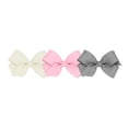 thumbnail image 1 of Wee Ones Juego de 3 piezas para niña, paquete variado de grosgrain sólido en una pinza para el cabello antideslizante WeeStay, mini mini blanco antiguo, rosa perla y gris, 1 of 5